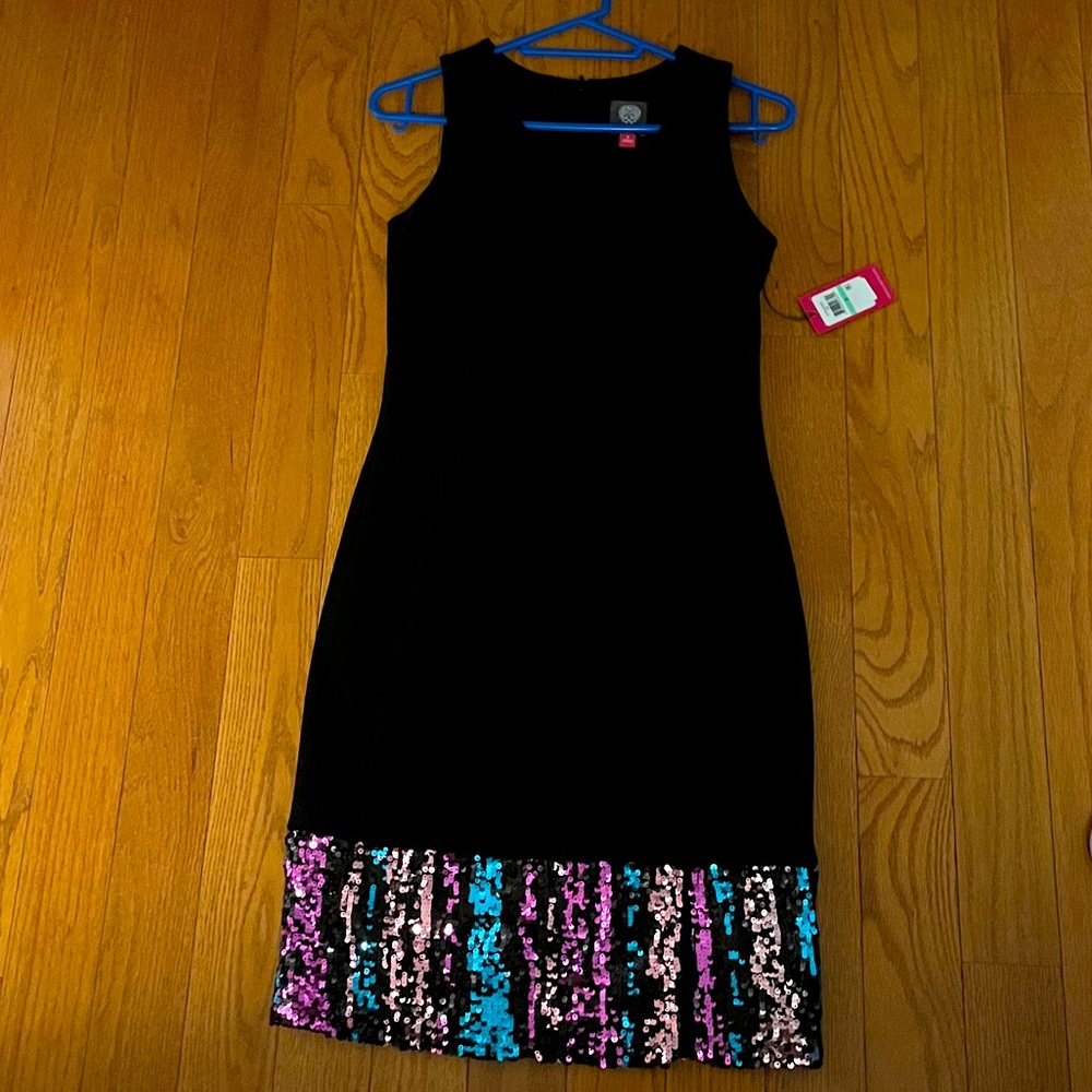 NWT Vince Camuto black dress with sequined hem